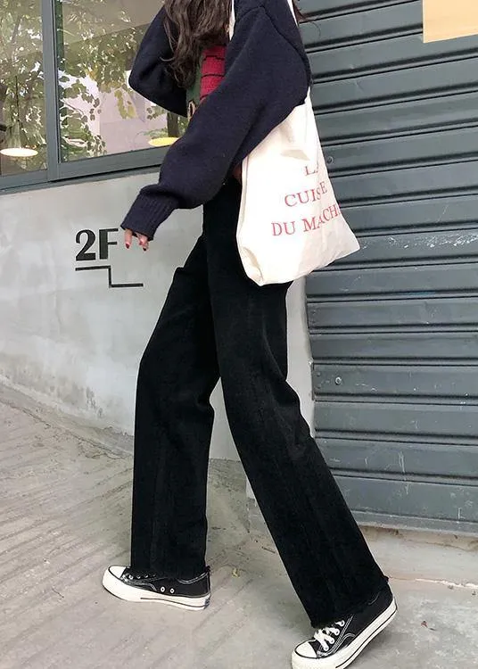 winter black wild trousers corduroy casual wide leg pants