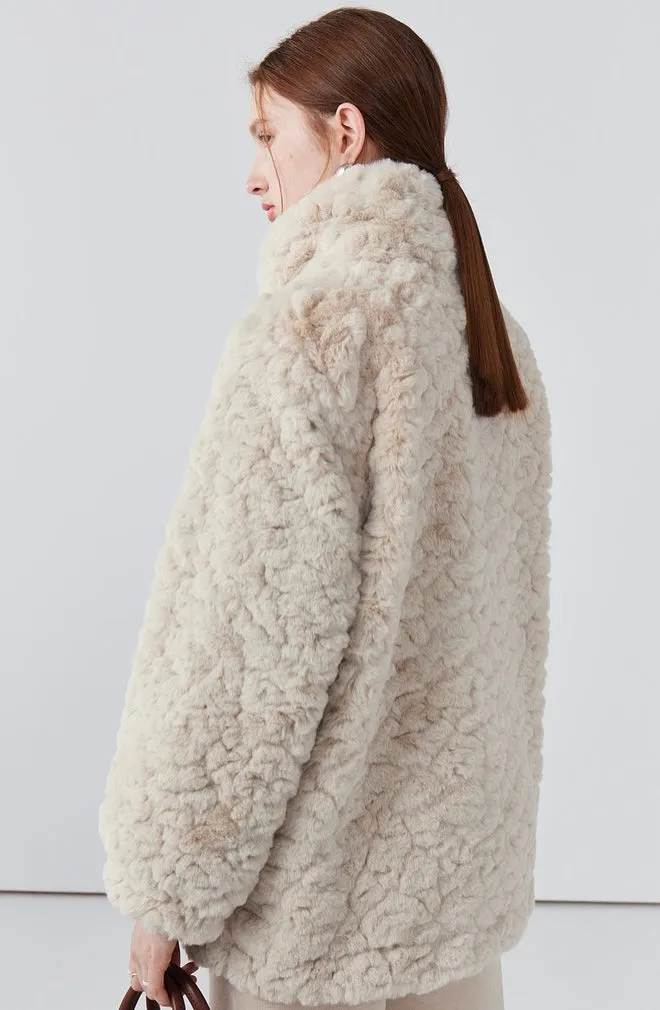 Winter faux rabbit fur coat women's plush thickened warm coat