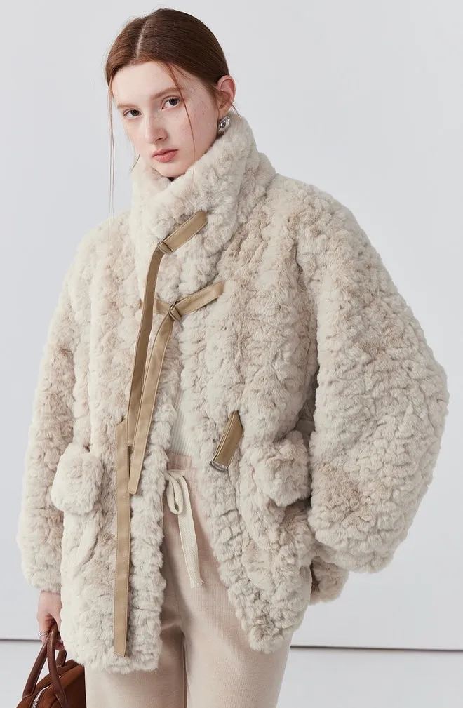 Winter faux rabbit fur coat women's plush thickened warm coat