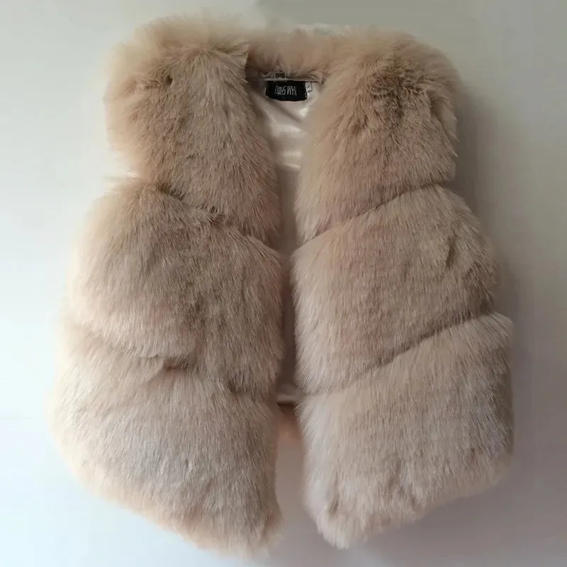 Winter Thick & Warm Feel Faux Fur Vest with Waistcoat Styling