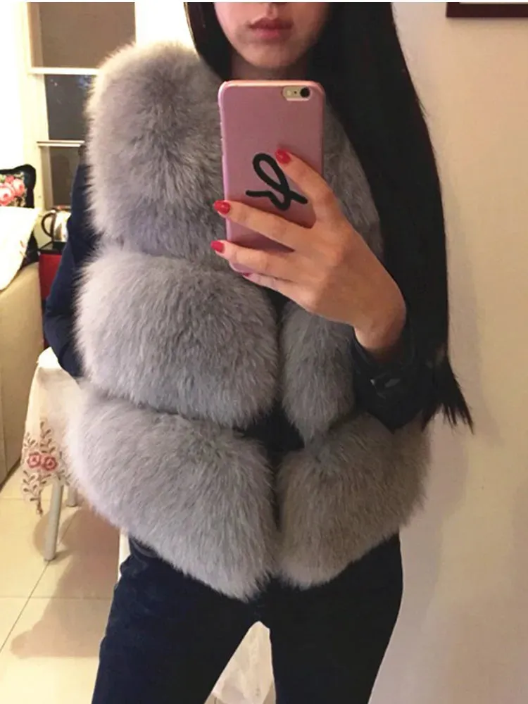 Winter Thick & Warm Feel Faux Fur Vest with Waistcoat Styling