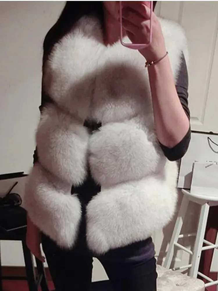 Winter Thick & Warm Feel Faux Fur Vest with Waistcoat Styling