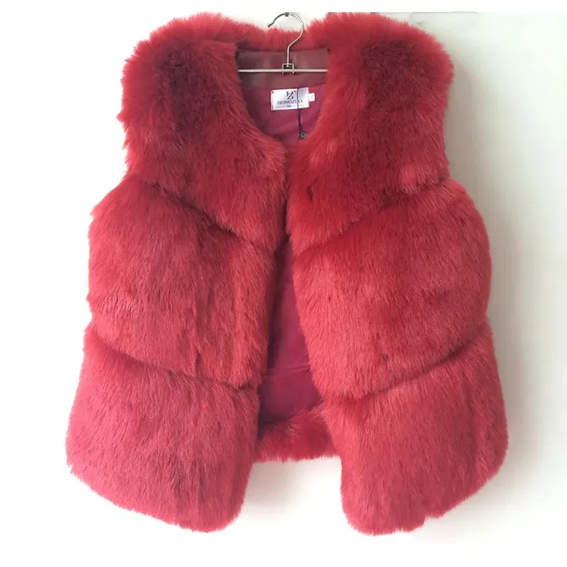 Winter Thick & Warm Feel Faux Fur Vest with Waistcoat Styling