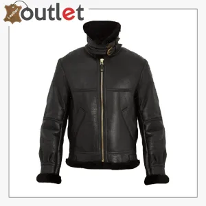 Women Pure Black B3 Shearling Jacket