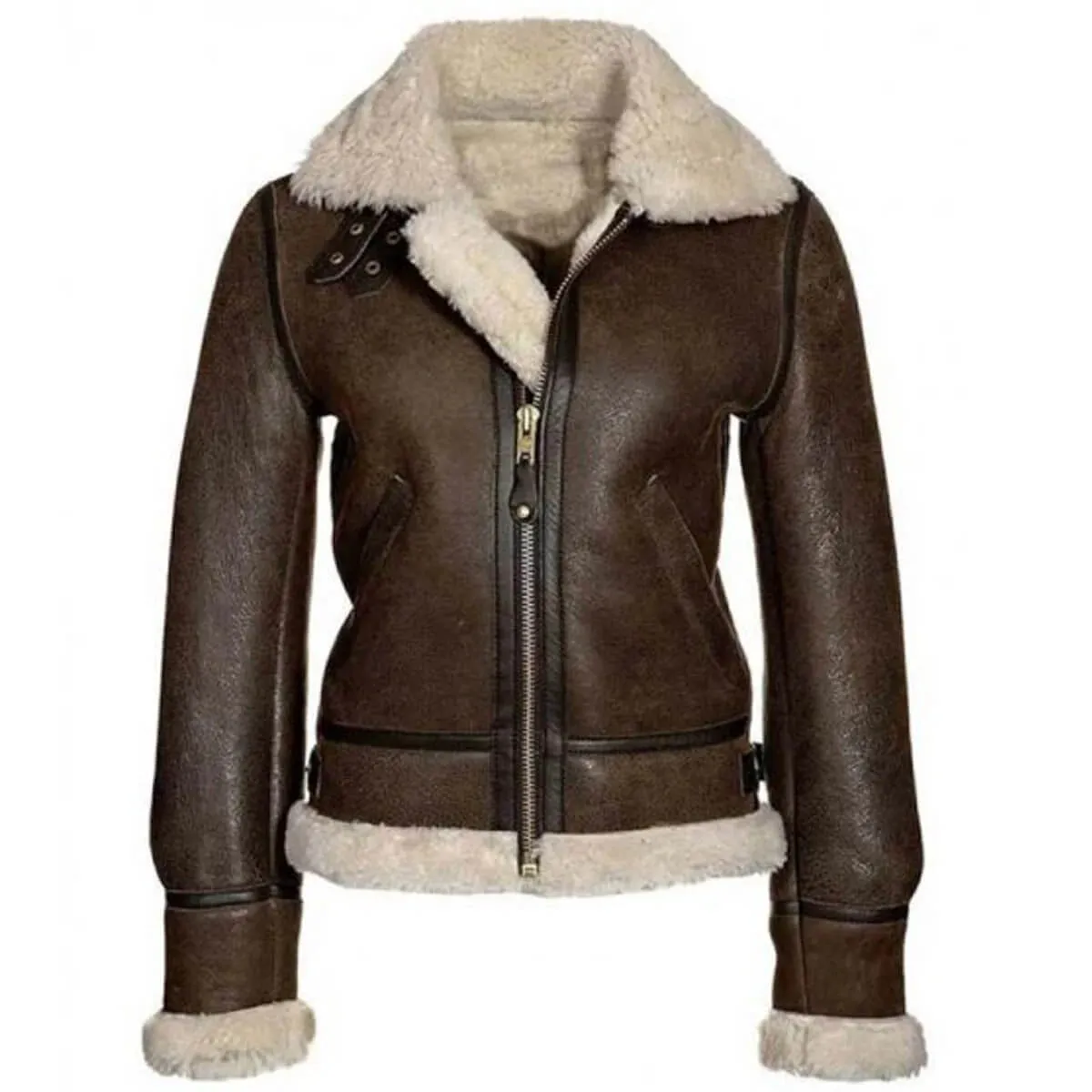 Women's Aviator Shearling B3 Brown Bomber Jacket