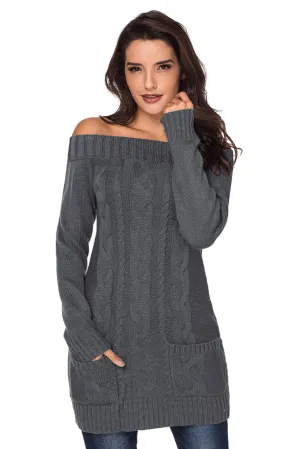 Womens Cable Knit Sweater Dress